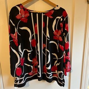 Liz Claiborne Career Floral Bell Sleeve Blouse, XXL